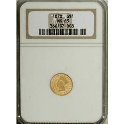 1878 G$1 MS63 NGC. A scant 3,000 business strikes were