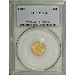 1889 G$1 MS64 PCGS. At first glance, this lustrous gol