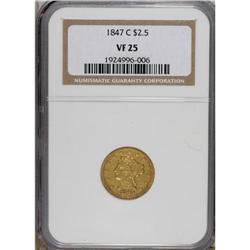 1847-C $2 1/2 VF25 NGC. Variety 8-F. Evenly worn with