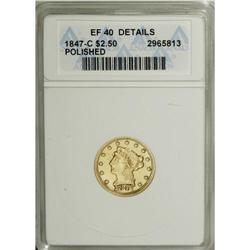 1847-C $2 1/2 --Polished--ANACS. XF40 Details. Variety