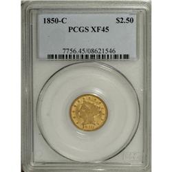 1850-C $2 1/2 XF45 PCGS. Variety 12-G. Only 9,148 coin