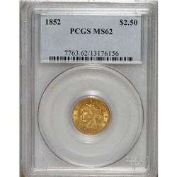 1852 $2 1/2 MS62 PCGS. Fully struck with better-than-e