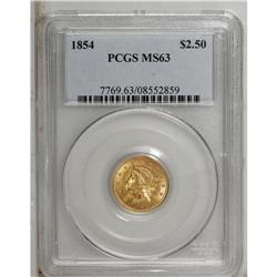 1854 $2 1/2 MS63 PCGS. Select and nicely struck, this