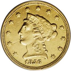 1856-C $2 1/2 XF45 PCGS. Variety 17-J. Winter writes t