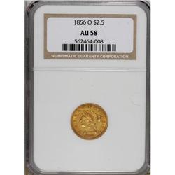 1856-O $2 1/2 AU58 NGC. The 1856-O is easily the scarc