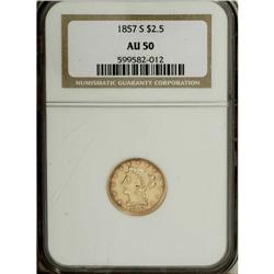 1857-S $2 1/2 AU50 NGC. In the initial years of operat