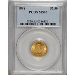 1898 $2 1/2 MS65 PCGS. Pastel rose and lime-green colo