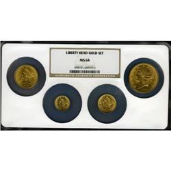 Four Piece 20th Century Gold Coin Set MS64 NGC. Four pi