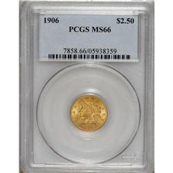 1906 $2 1/2 MS66 PCGS. Glowing luster rests on apricot