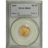 Image 1 : 1911 $2 1/2 MS63 PCGS. Satiny and boldly struck, with