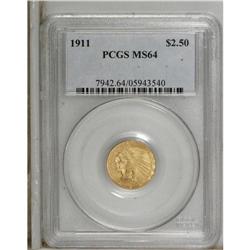 1911 $2 1/2 MS64 PCGS. Slightly granular surfaces, a c