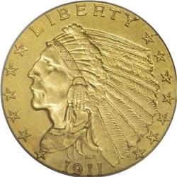 1911-D $2 1/2 AU55 PCGS. An appealing Choice AU coin t