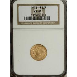 1912 $2 1/2 MS64 NGC. Sharp details and rich honey-gol