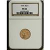 Image 1 : 1914 $2 1/2 MS62 NGC. Satiny copper-gold color, with a