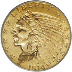 1914 $2 1/2 MS63 PCGS. A scrape before the Indian''s f