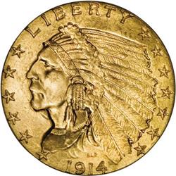1914 $2 1/2 MS64 PCGS. The production of quarter eagle