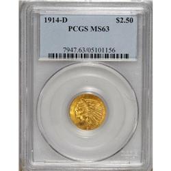 1914-D $2 1/2 MS63 PCGS. Select and nicely struck with