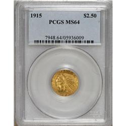 1915 $2 1/2 MS64 PCGS. A lovely near-Gem example of th