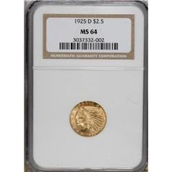 1925-D $2 1/2 MS64 NGC. The striking details are unusu