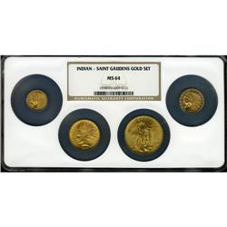Four Piece 20th Century Gold Set MS64 NGC. Four pieces