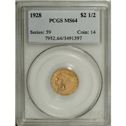 1928 $2 1/2 MS64 PCGS. A frosty near-Gem, this piece h
