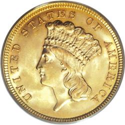 1854 $3 MS64 PCGS. An exuberant example of this popula