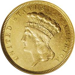 1854-O $3 AU53 NGC. This appears to be a late die stat