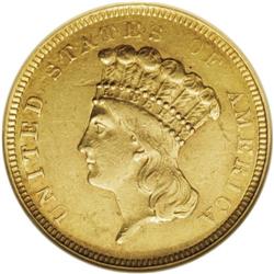 1854-O $3 AU55 NGC. The 1854-O three dollar pieces wer