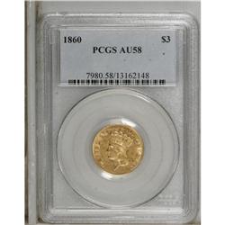 1860 $3 AU58 PCGS. Garrett and Guth (2006) note that f