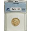 Image 1 : 1909-D $5 MS63 ANACS. The 1909-D is readily available