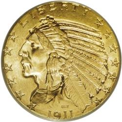 1911 $5 MS64 PCGS. Exceptional, exuberant luster on bo