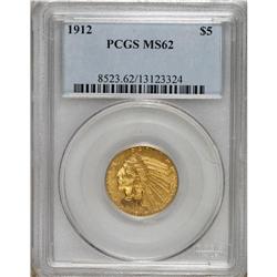 1912 $5 MS62 PCGS. This mid-date half eagle displays a