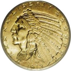 1913 $5 MS64 PCGS. With a mintage of 916,000 coins, th