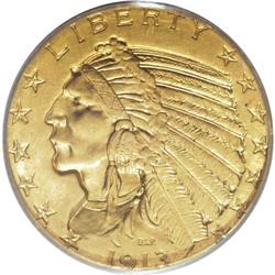 1913 $5 MS64 PCGS. A delightful piece with satiny lust