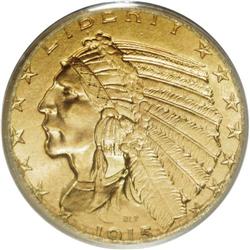 1915 $5 MS64 PCGS. Beautiful luster radiates from the