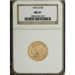 1916-S $5 MS61 NGC. Only the San Francisco Mint issues