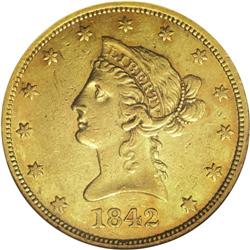 1842-O $10 AU55 NGC. The O-mint emission in 1842 excee