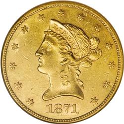 1871-CC $10 AU58 NGC. An interesting piece from the se