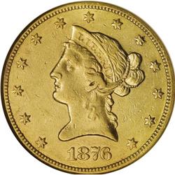 1876-CC $10 AU55 NGC. Rusty Goe suggests in his Carson