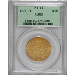 1880-O $10 AU50 PCGS. Most of the obverse stars are re