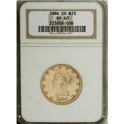 1884-CC $10 XF40 NGC. This interesting Old West issue