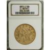 Image 1 : 1859-S $20 AU50 NGC. A dusky pale olive-gold example t