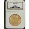 Image 3 : 1865-S $20 MS61 NGC. A sharply impressed example, and