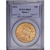 Image 3 : 1873 $20 Open 3 MS63 PCGS. This apricot-gold type coin
