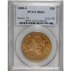 1880-S $20 MS61 PCGS. Although undesignated as proofli