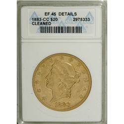 1883-CC $20 --Cleaned--ANACS. XF45 Details. Luster emer