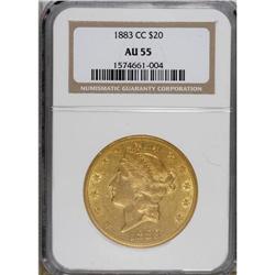 1883-CC $20 AU55 NGC. From 1882 to 1885, the Carson Ci