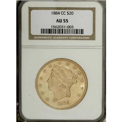 1884-CC $20 AU55 NGC. The reverse luster is nearly com
