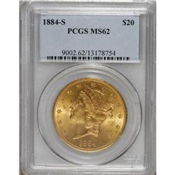 1884-S $20 MS62 PCGS. Bright orange-gold surfaces. A f