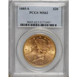 1885-S $20 MS62 PCGS. An attentively struck representa